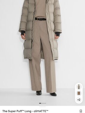 Aritzia Long Quilted Puffer Coat in Taupe